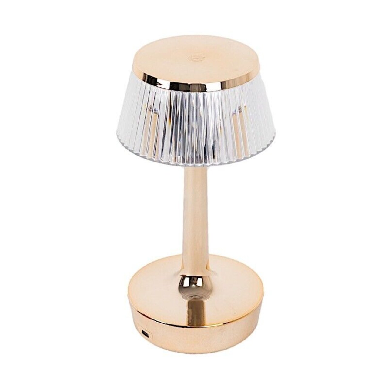 9 in Clear Gold Acrylic Crystal Pleated Design TABLE LAMP LED Light